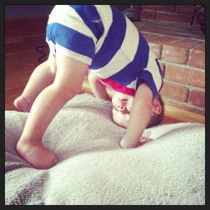 Yoga @ home - his favorite pose!